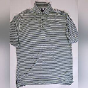 FootJoy Mens Golf Polo Large Bright Green Blue Striped